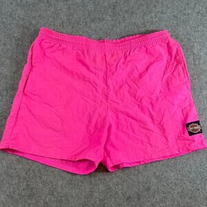 VINTAGE Harley Davidson Shorts Mens Pink Elastic Waist USA Swim Trunks Medium